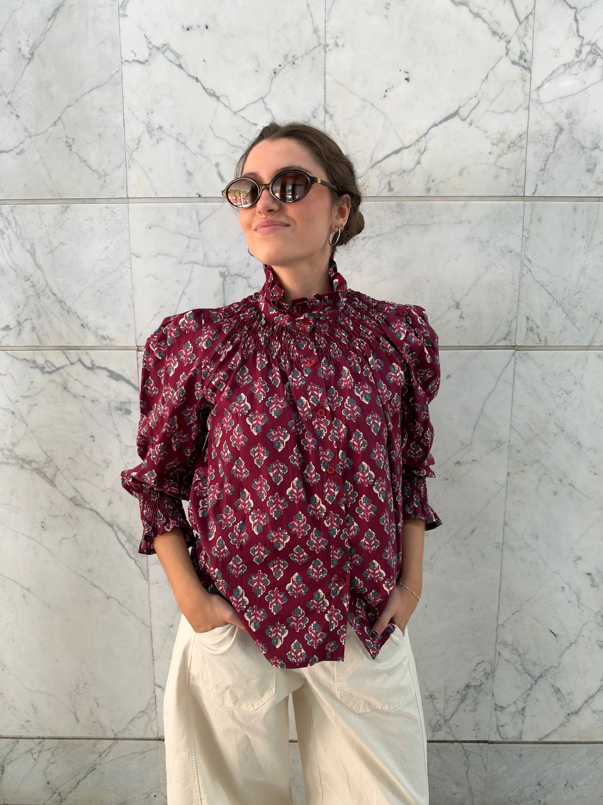 BLUSA MANGA ABULLONADA