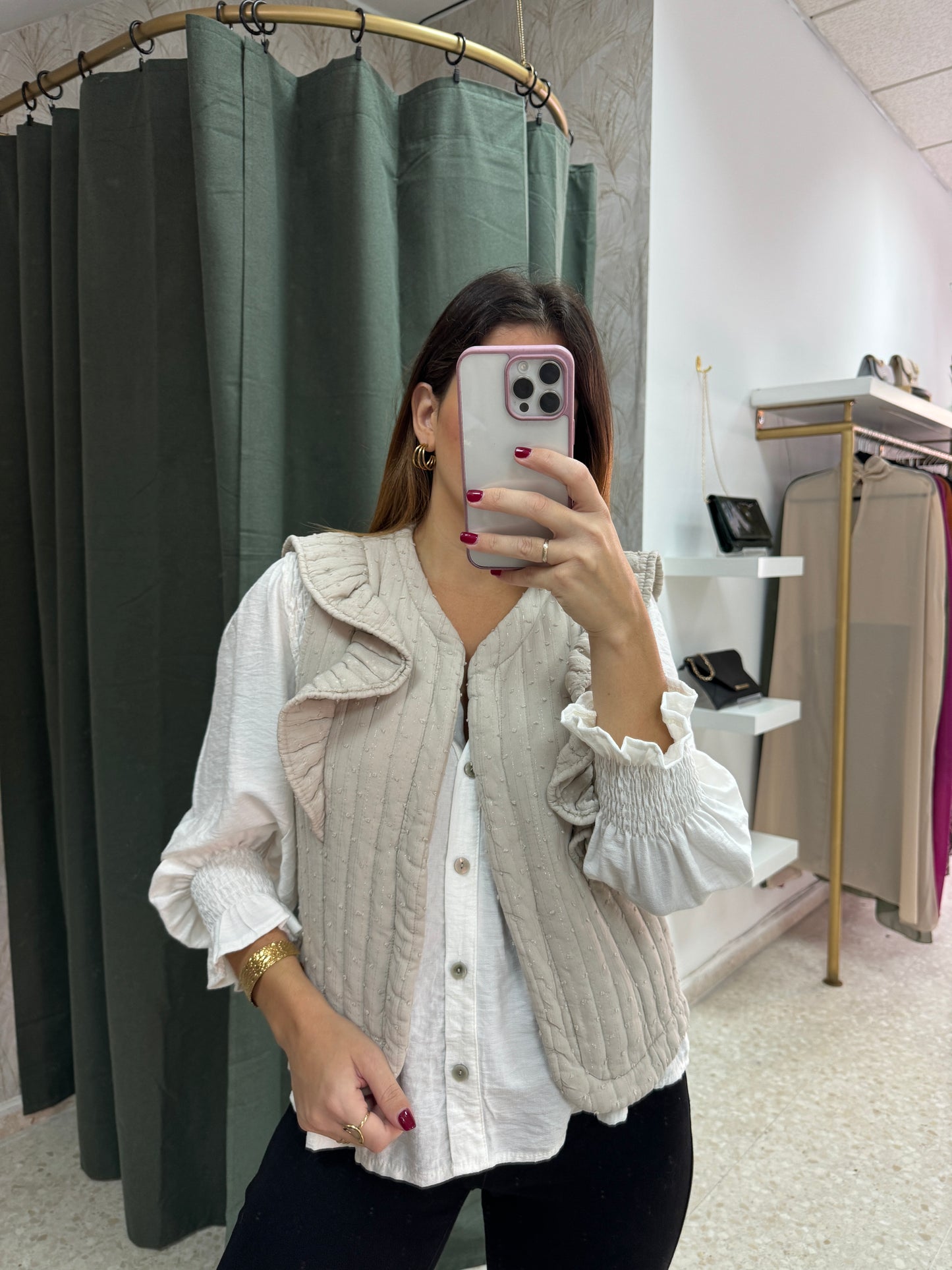 Chaleco acolchado beige