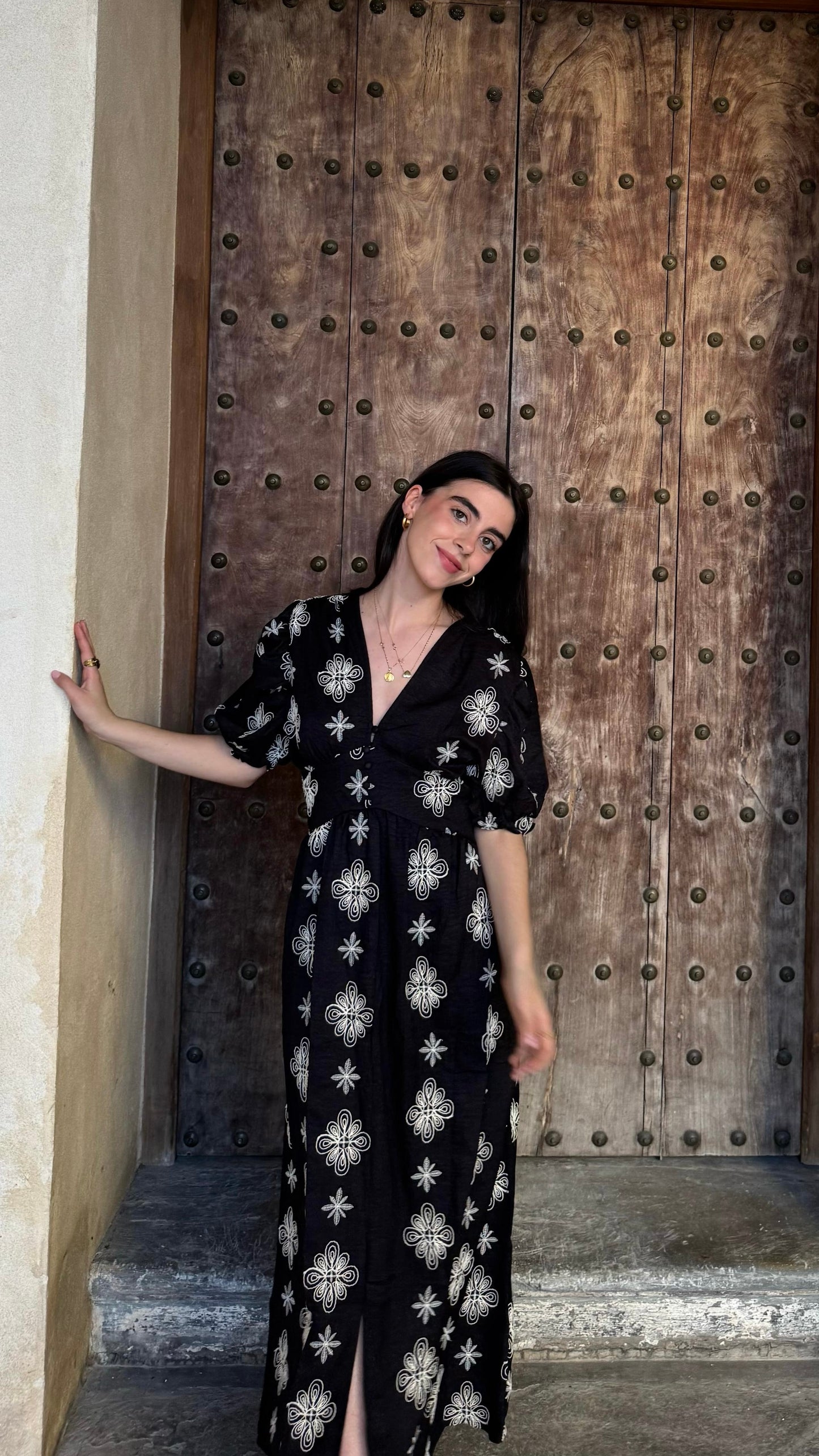 Vestido bordado flores