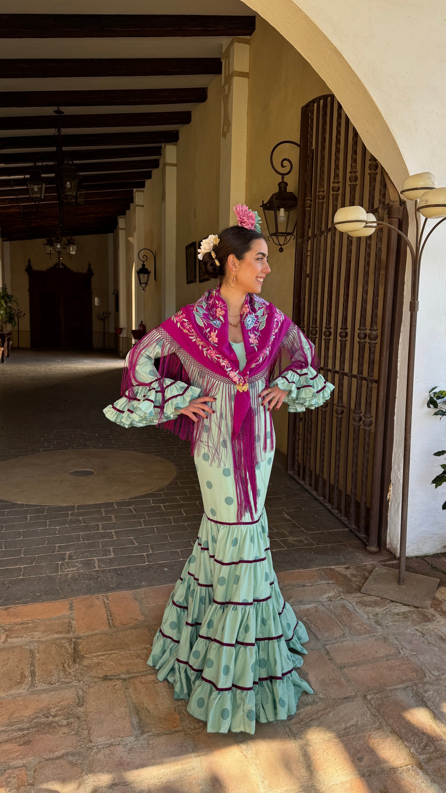 TRAJE VÁZQUEZ VERDE AGUA LUNARES