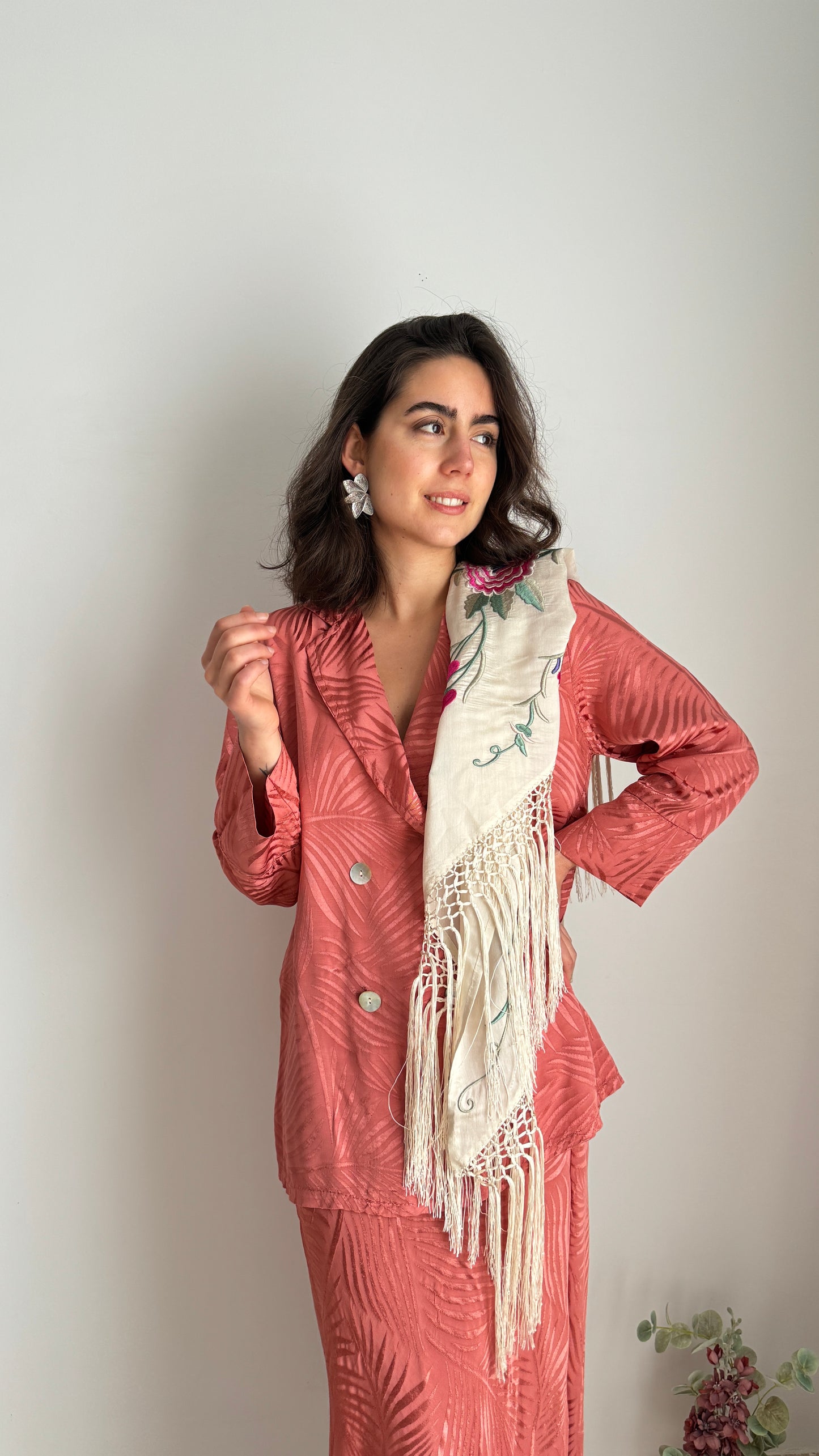 Blazer satinada Salmón