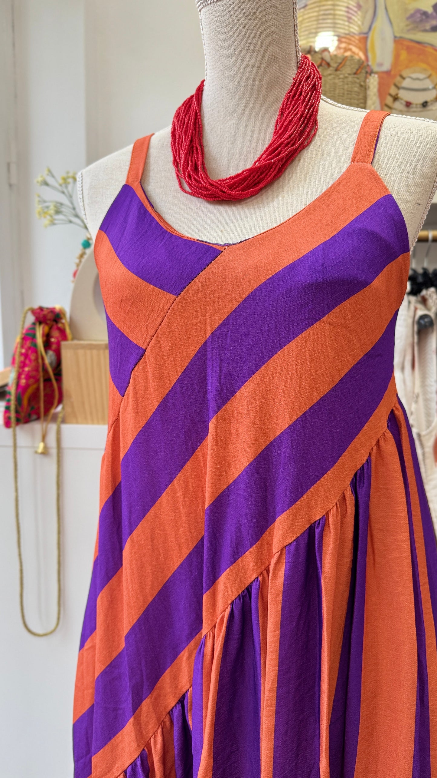 Vestido Valeria naranja y morado