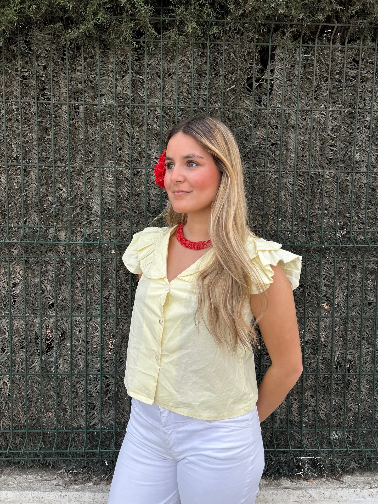 Blusa manga volante amarilla