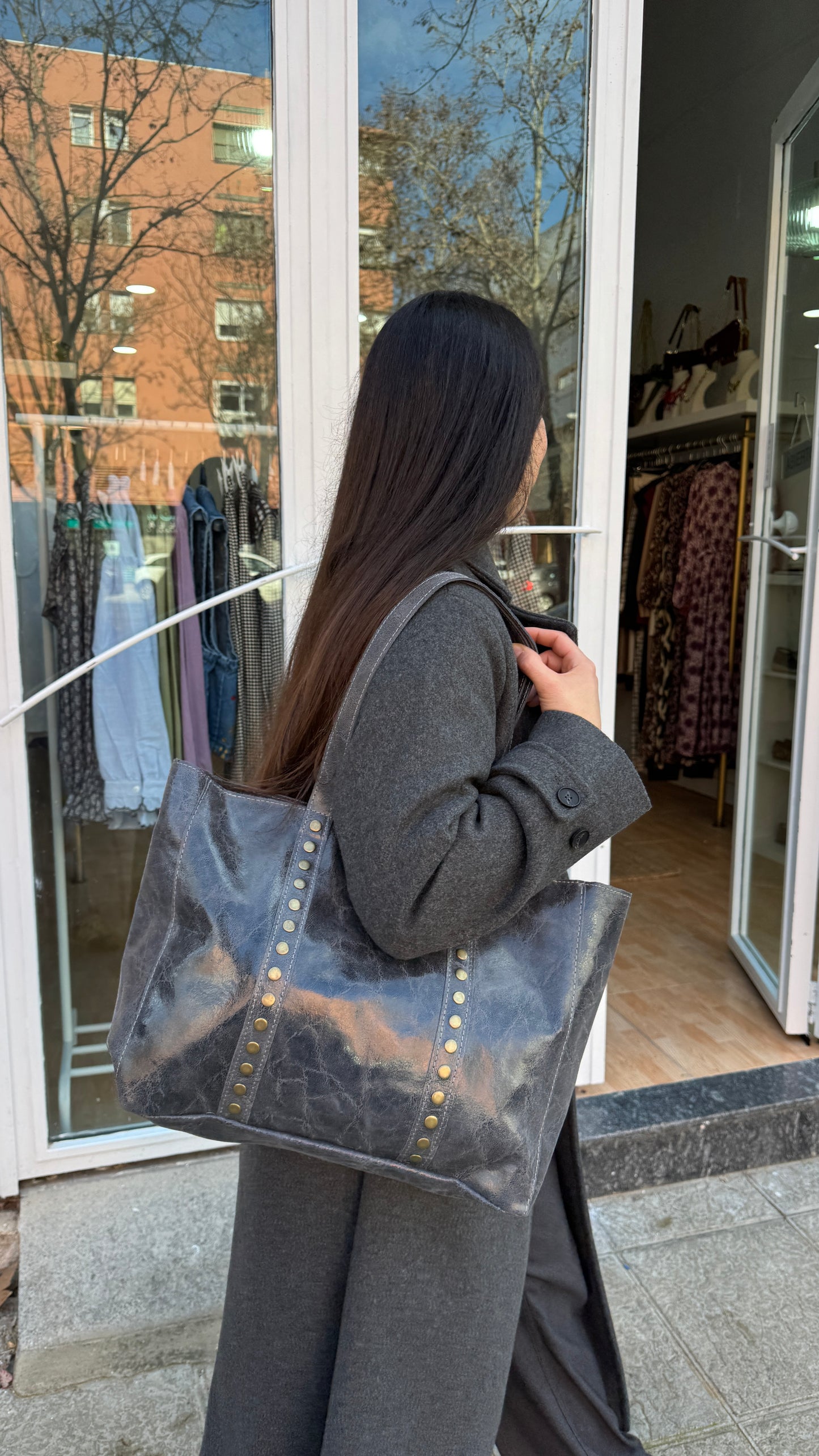 Bolso shopper gris '25