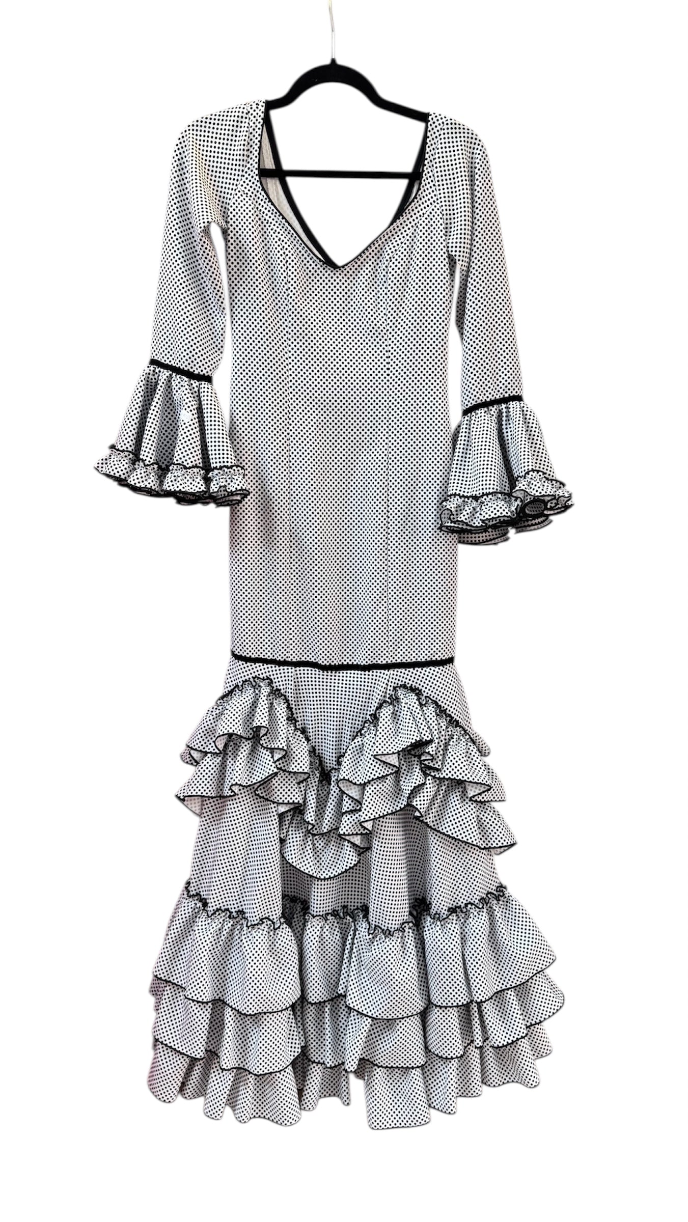 Traje Lucía blanco lunares negros