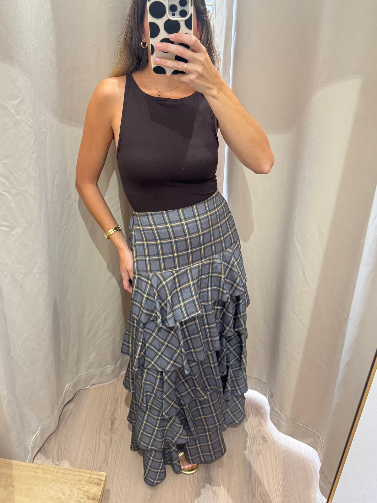 FALDA CUADROS GRIS