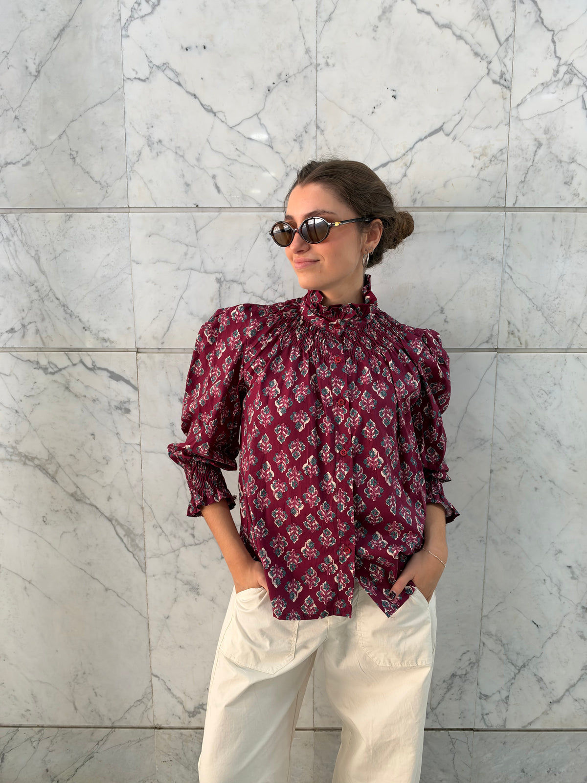 BLUSA MANGA ABULLONADA