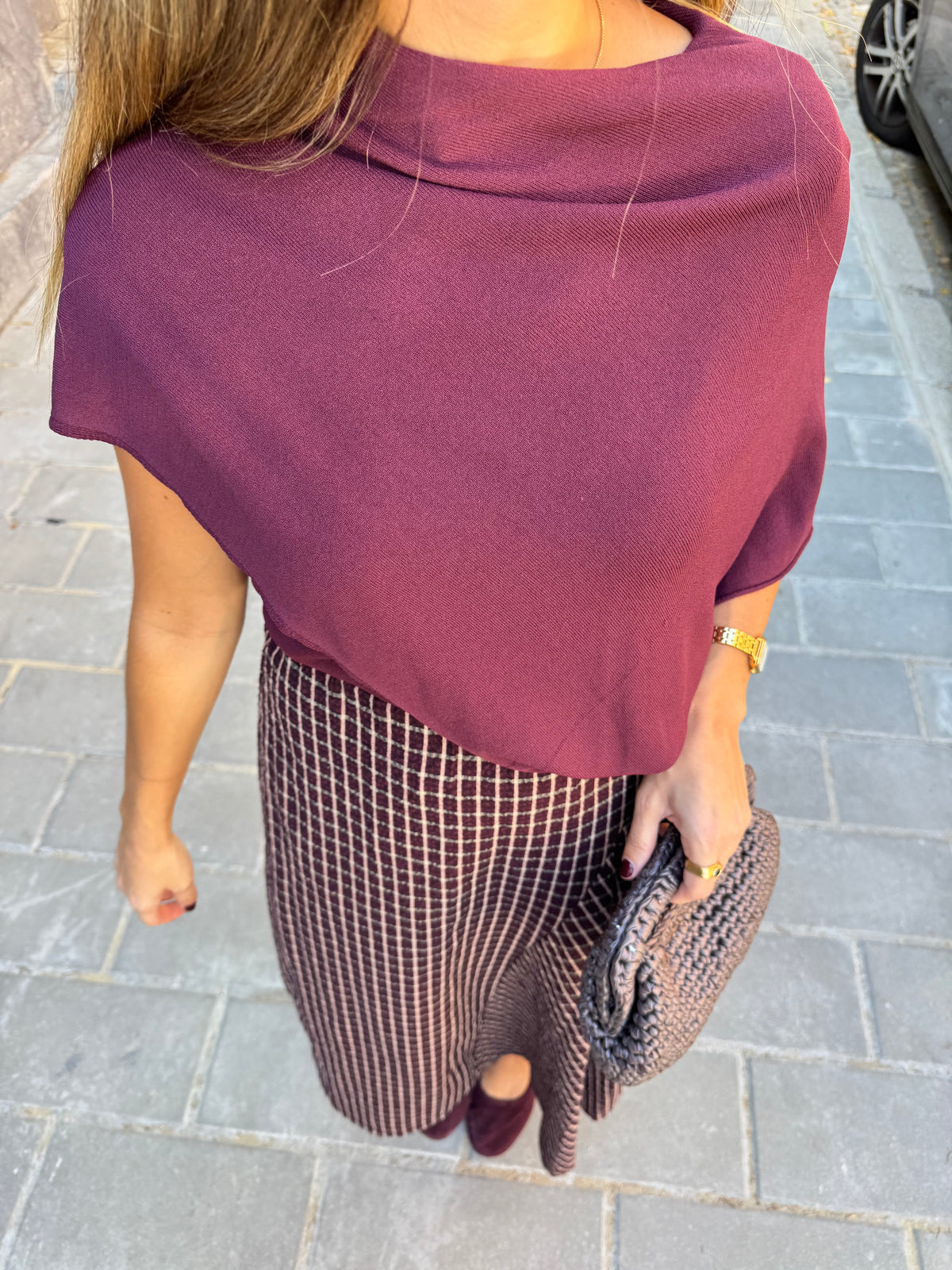 FALDA CUADROS BURDEOS