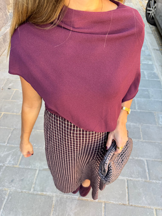 FALDA CUADROS BURDEOS