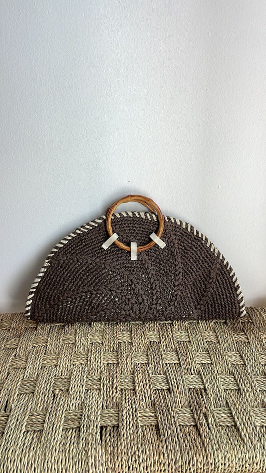 Bolso Abanico Rafia Marrón