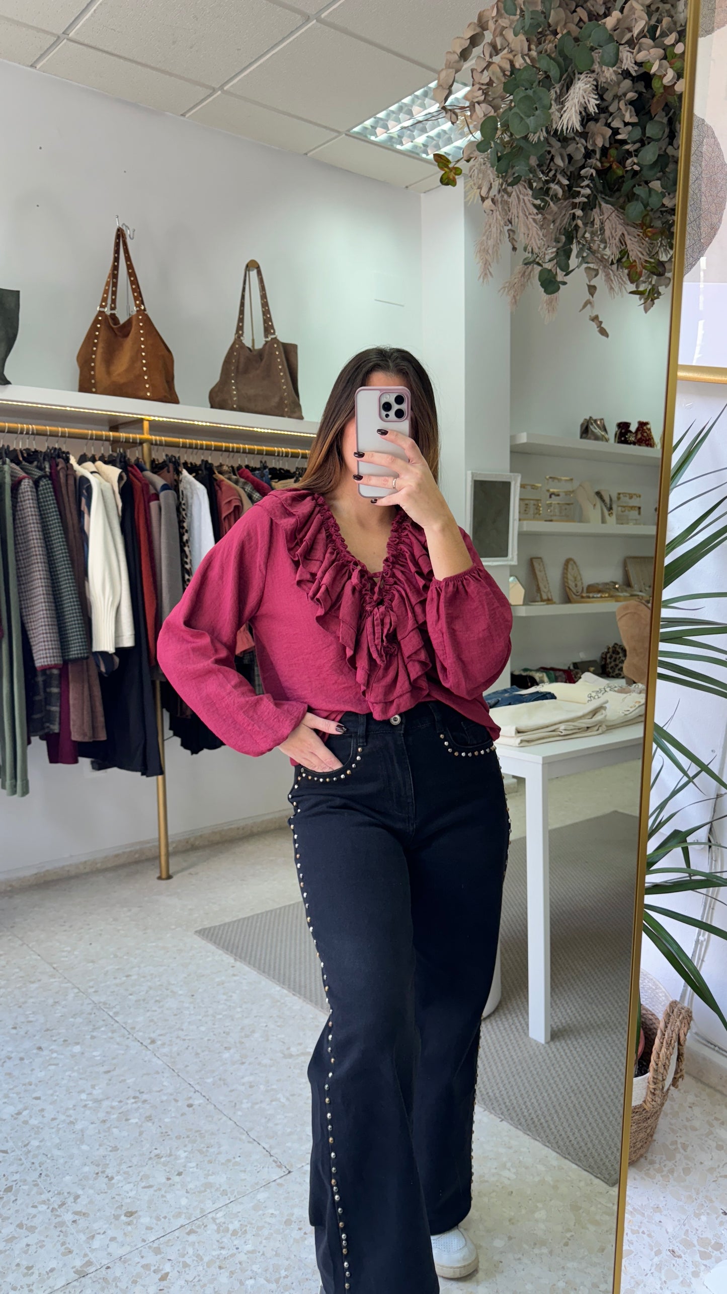 Blusa volantes magenta