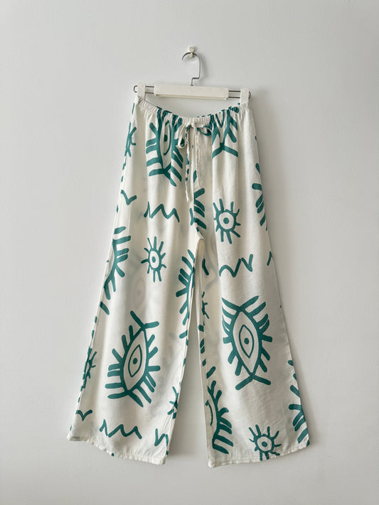 Pantalón lino azul