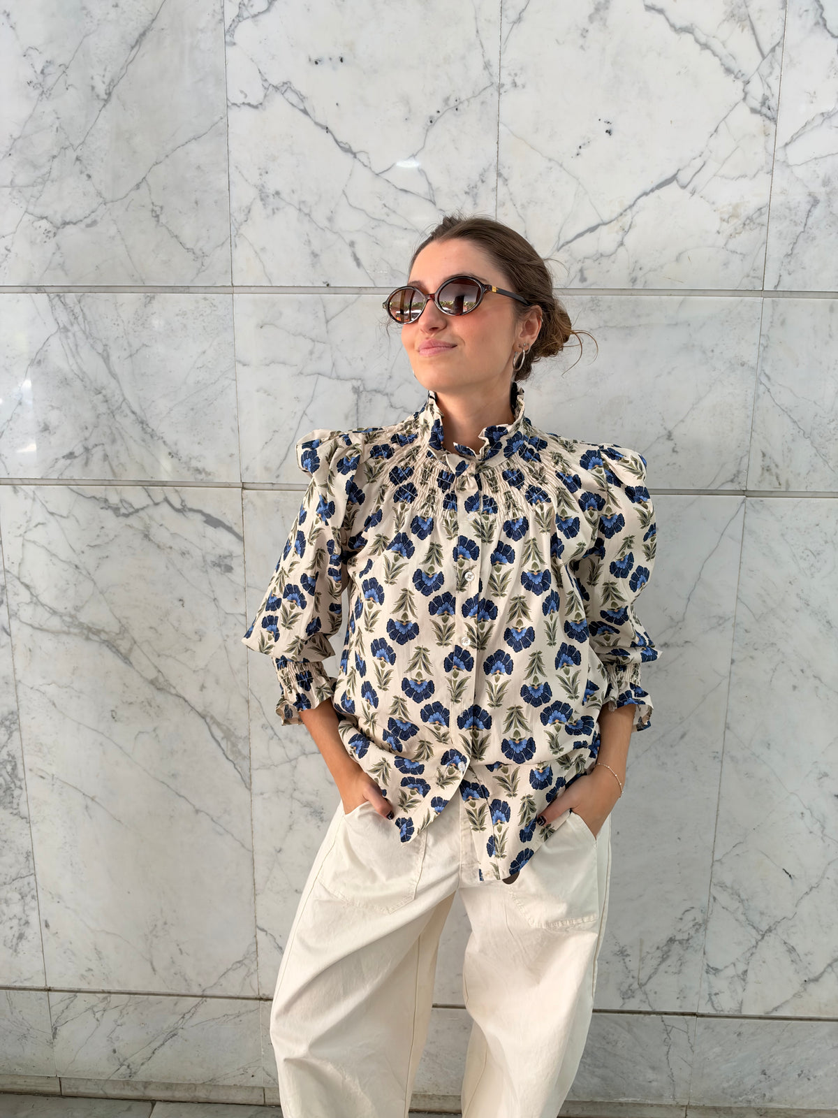 BLUSA MANGA ABULLONADA