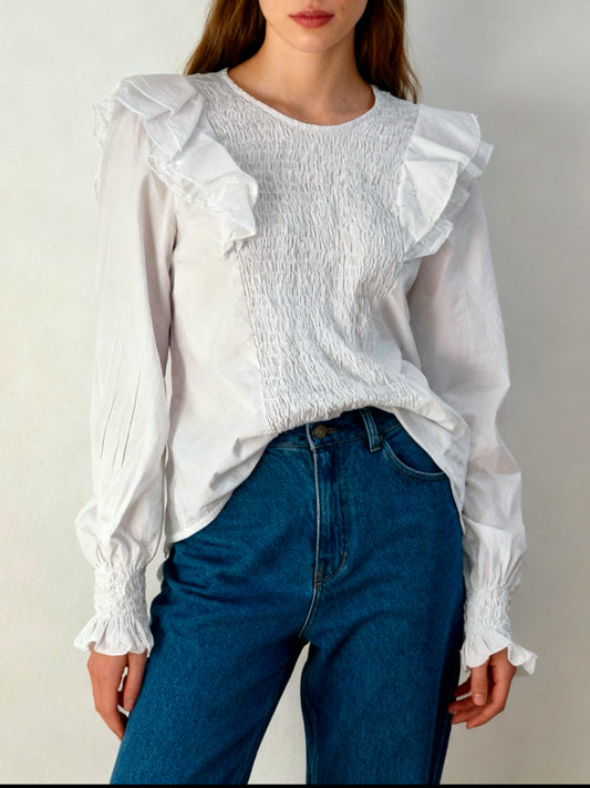 Blusa blanca volantes