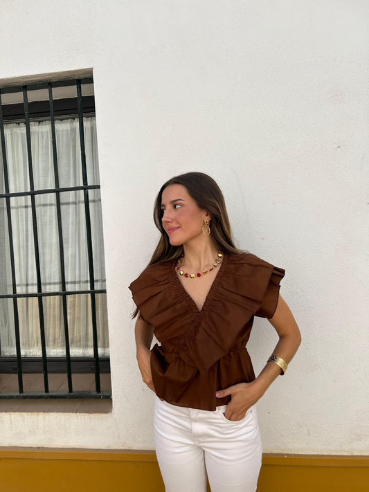 Blusa marrón chocolate