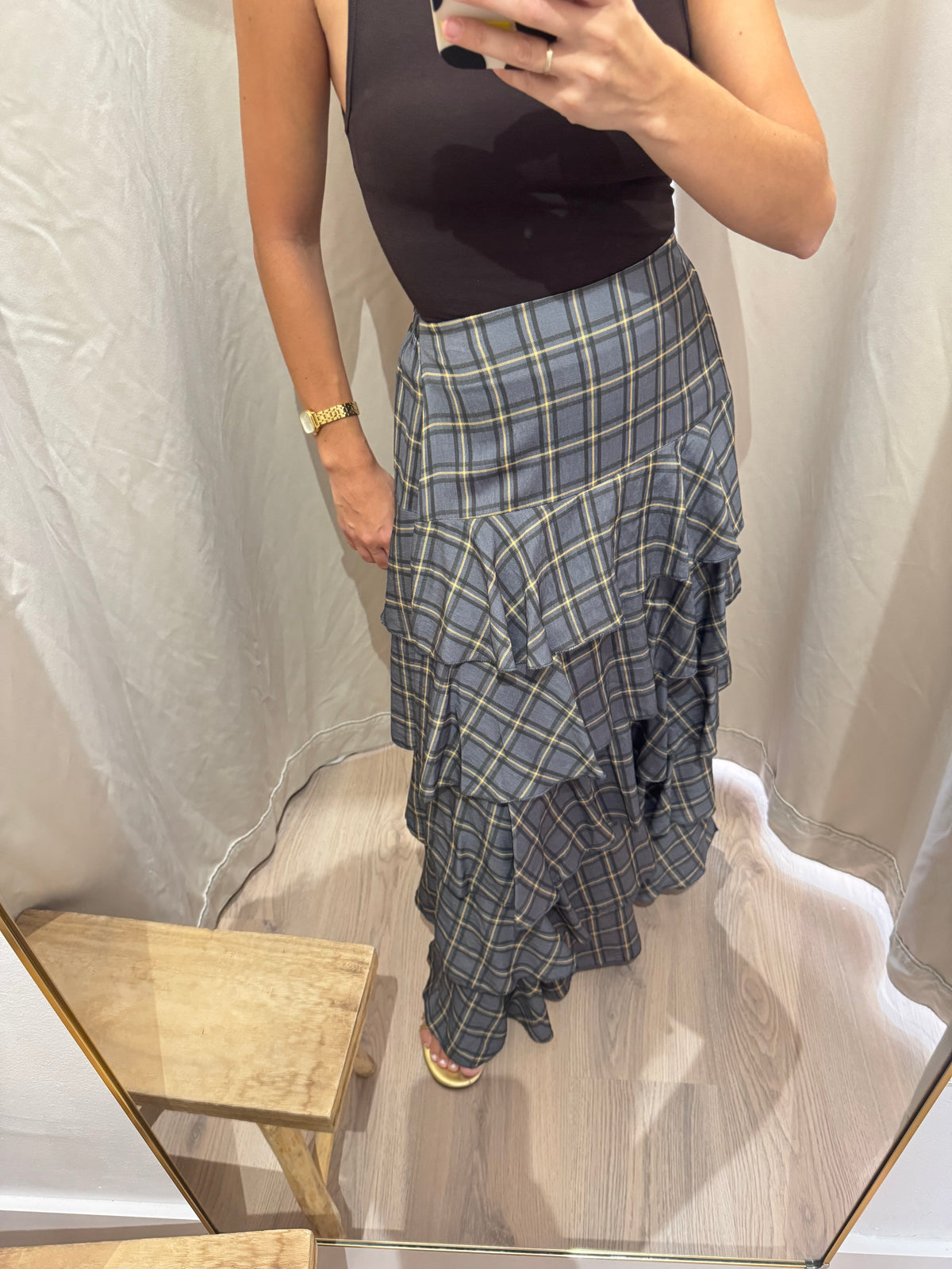 FALDA CUADROS GRIS