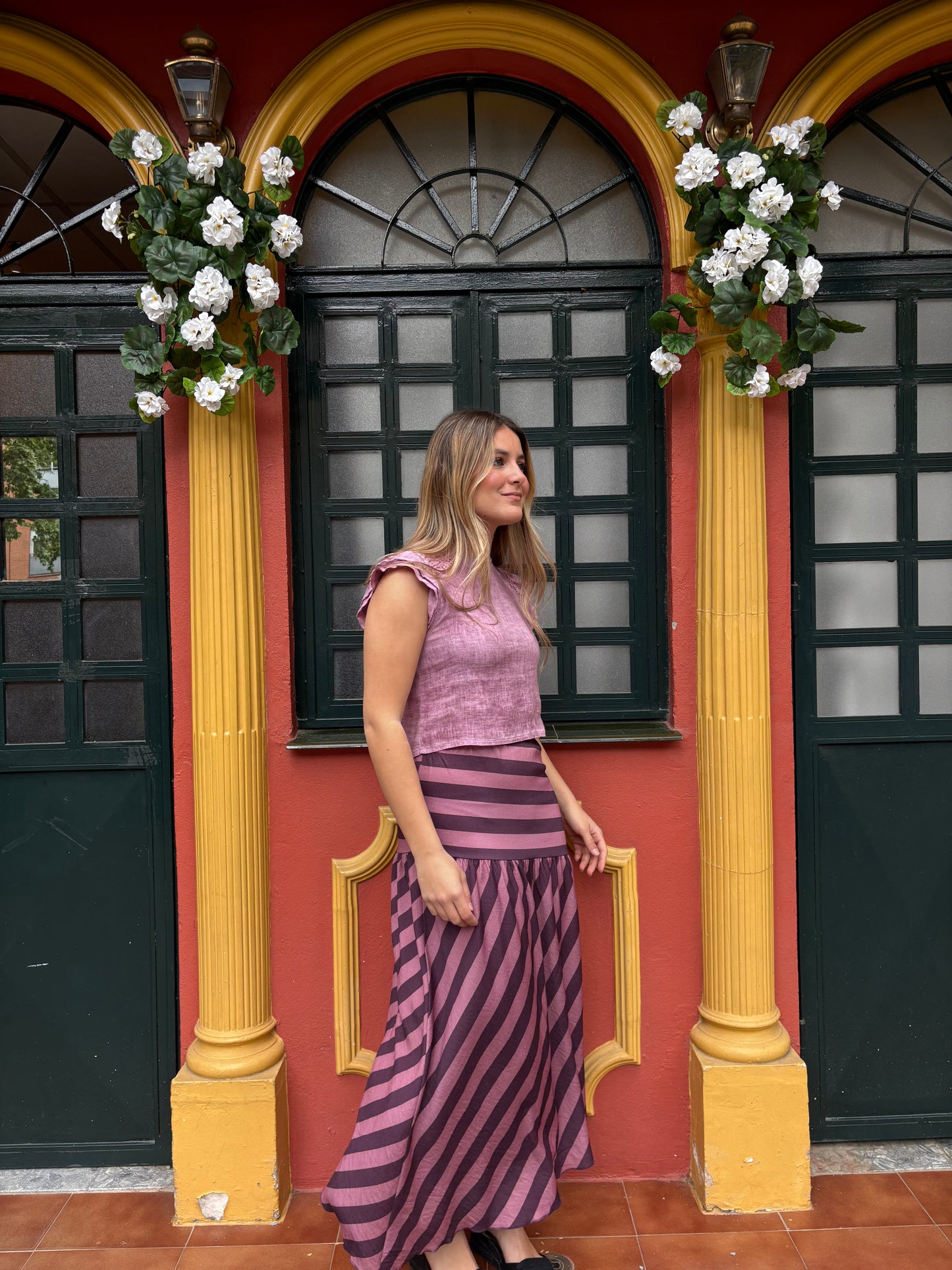 Falda asimétrica rayas