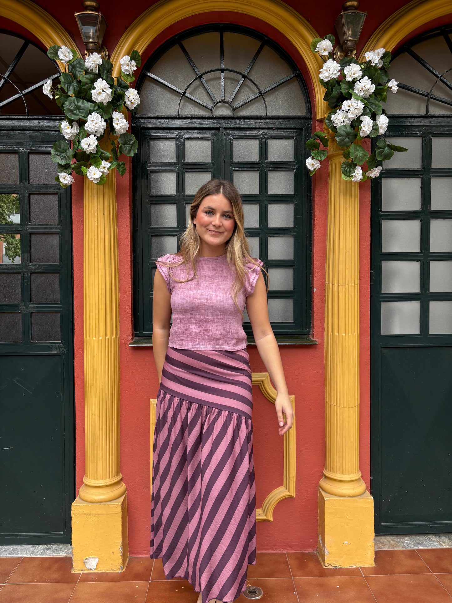 Falda asimétrica rayas