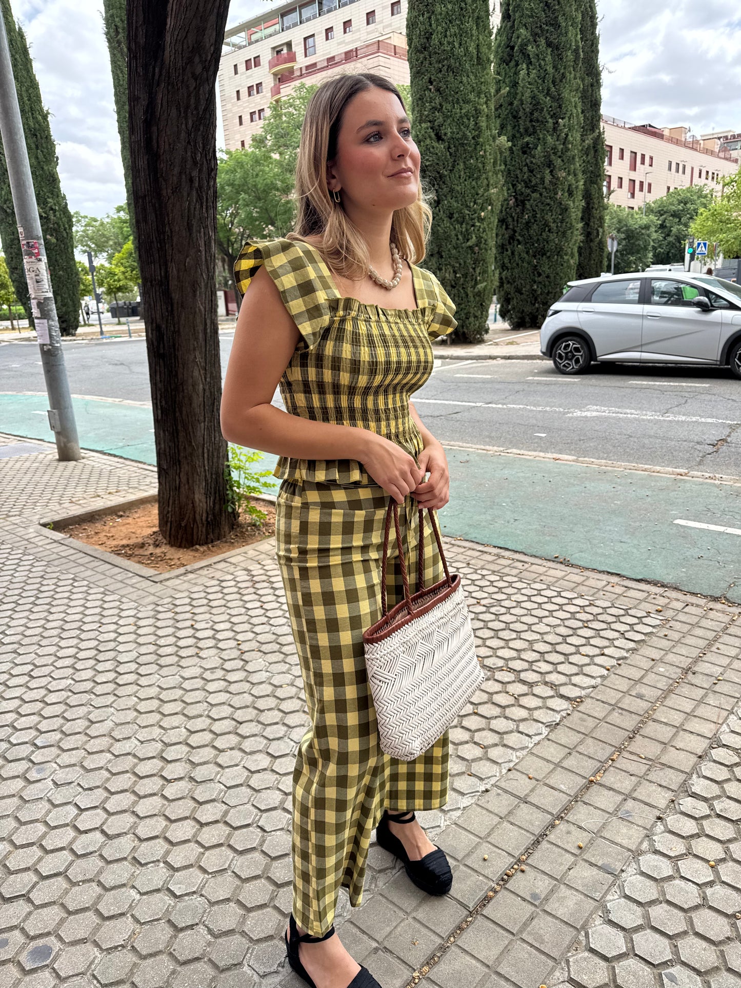 Conjunto Vichy verde
