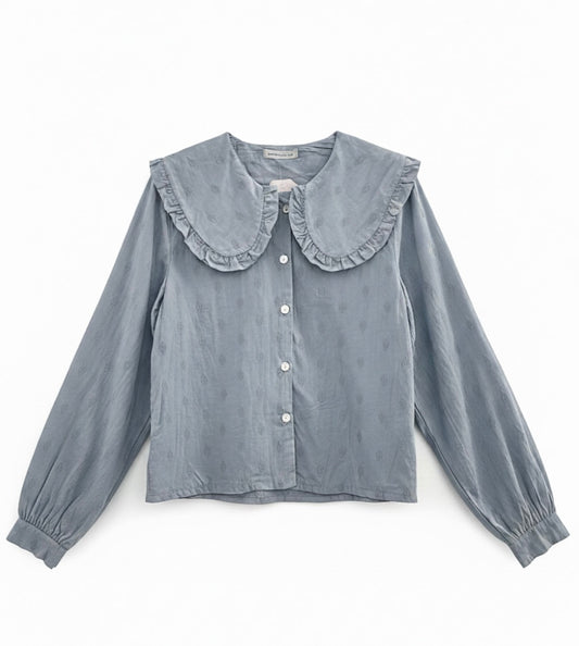 Blusa cuello babero azul