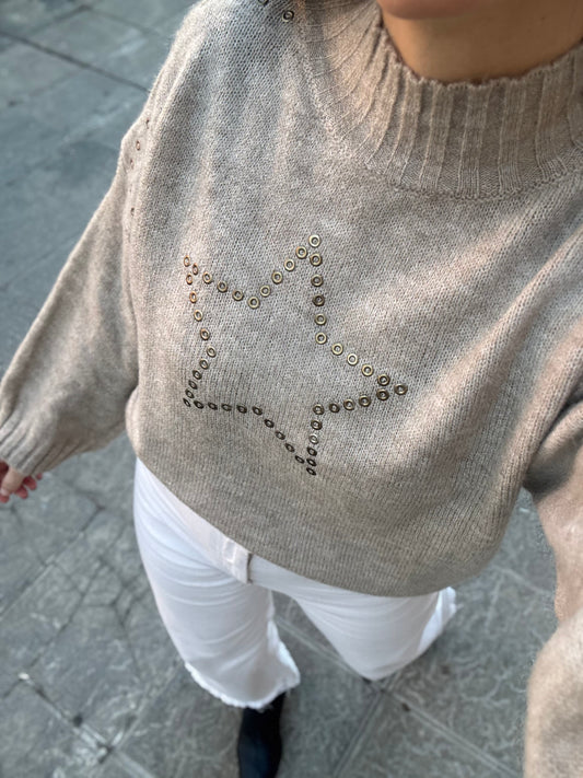 Jersey estrella beige