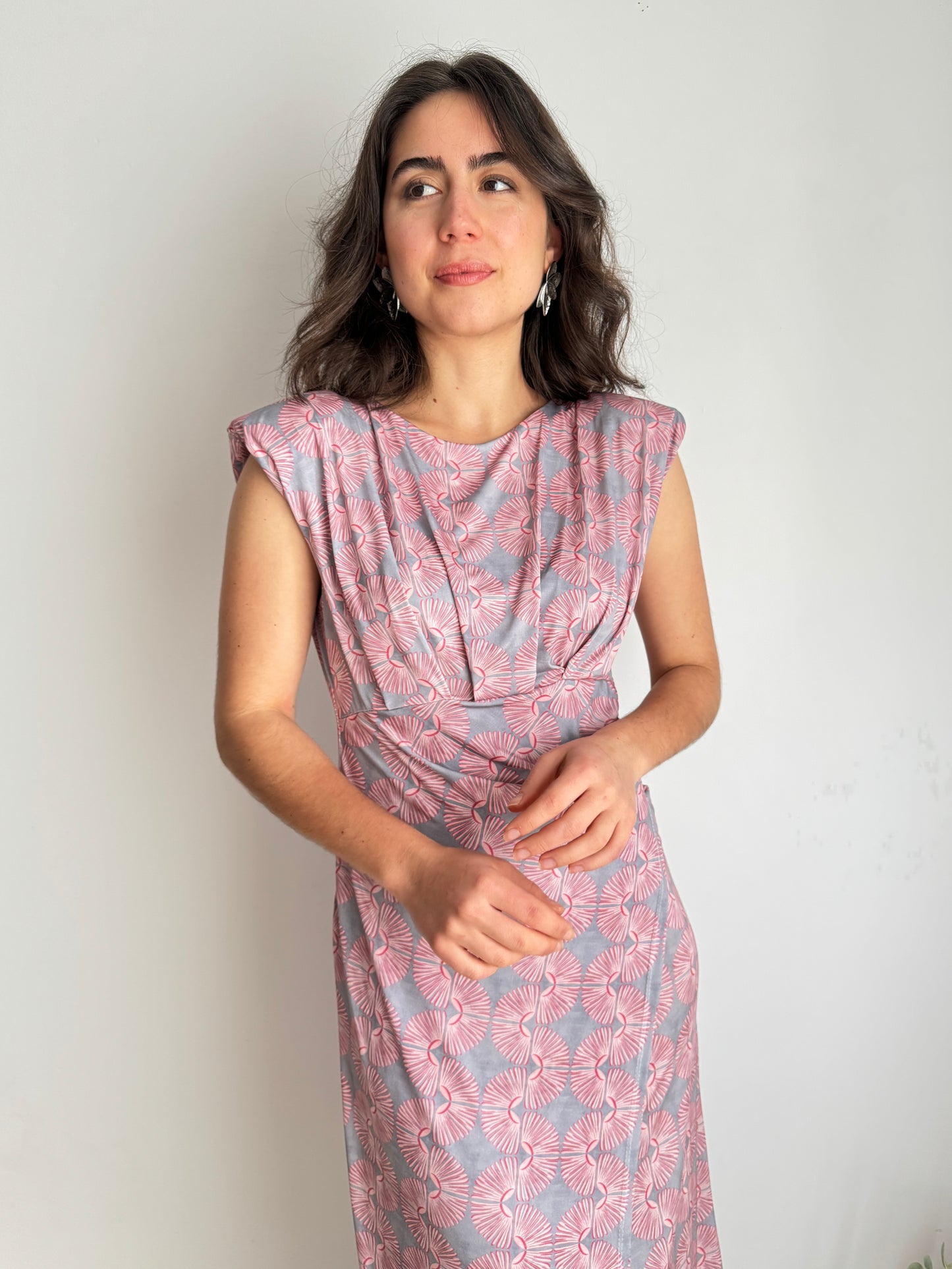 Vestido Coliza gris y rosa