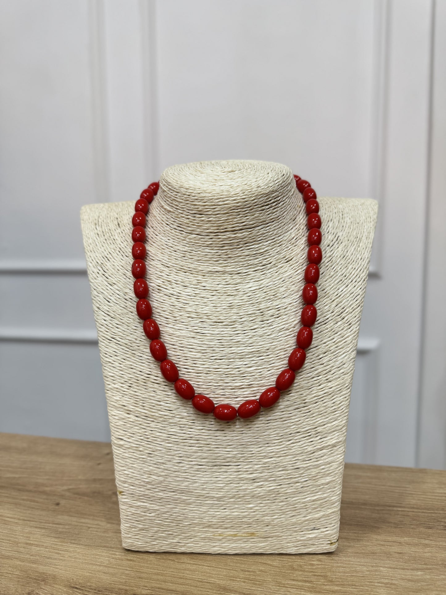Collar cuentas rojo