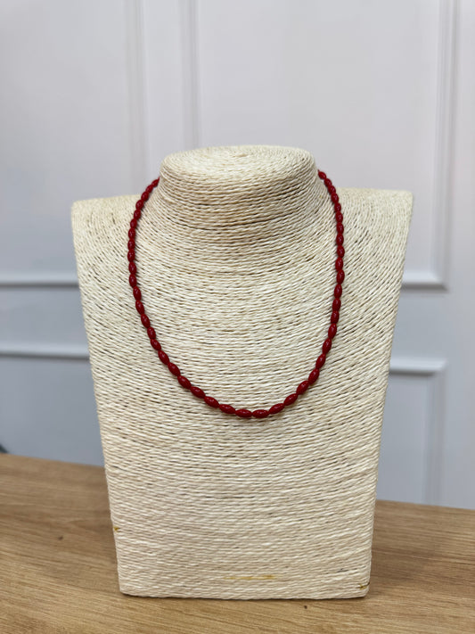 Collar grano de arroz  rojo