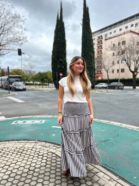 Falda rayas azul marino