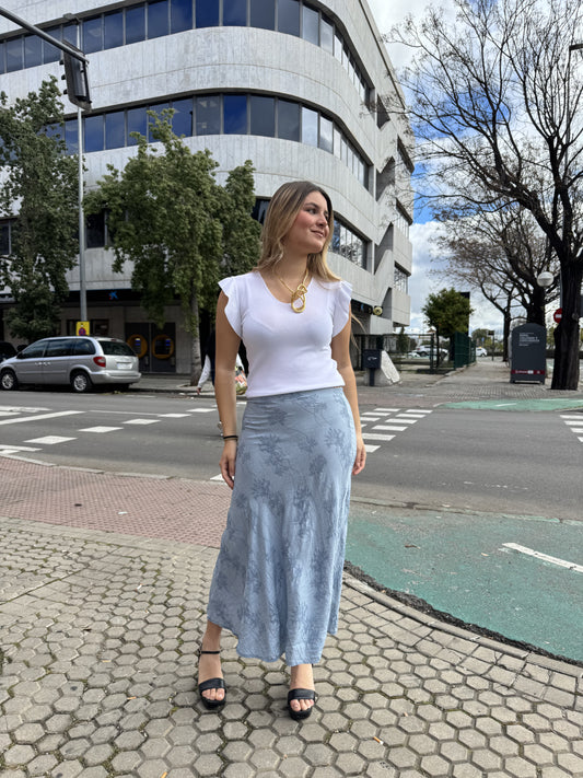 Falda fluida azul