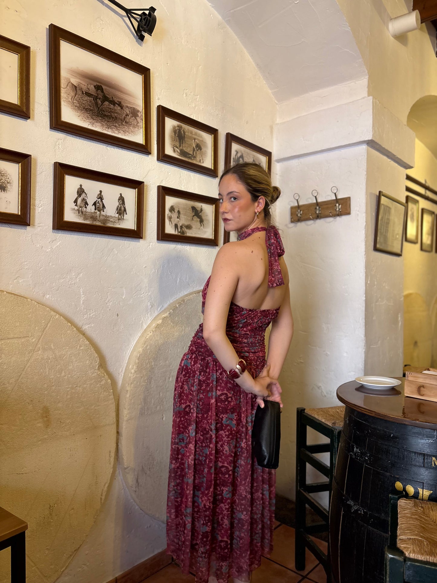 Vestido Sofía Burdeos y Azul