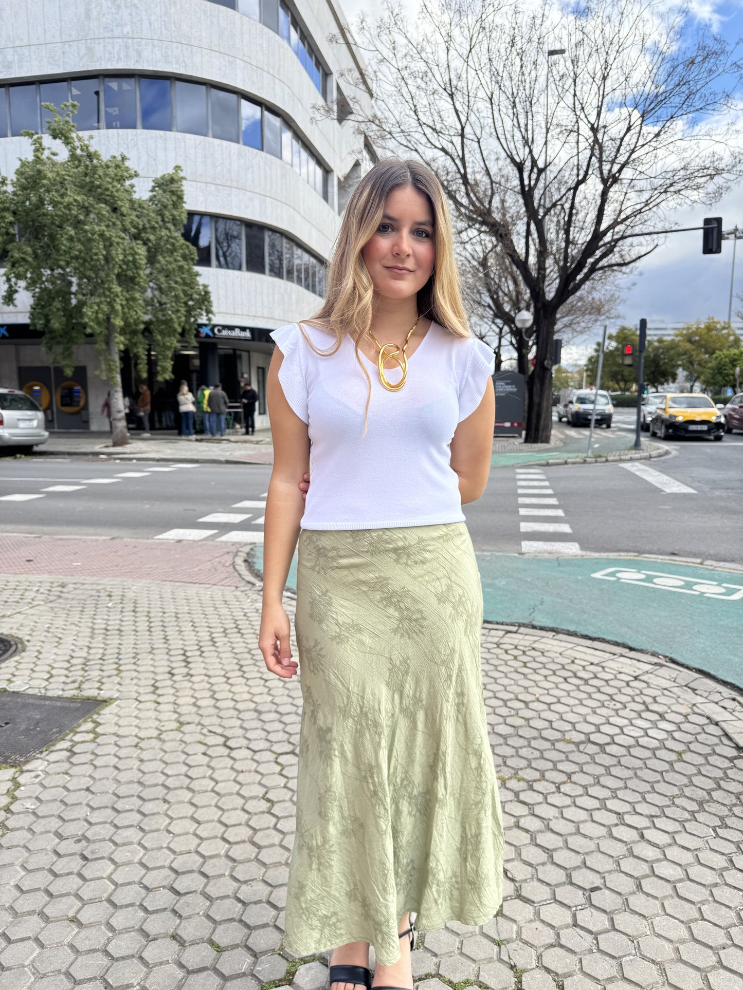 Falda fluida verde