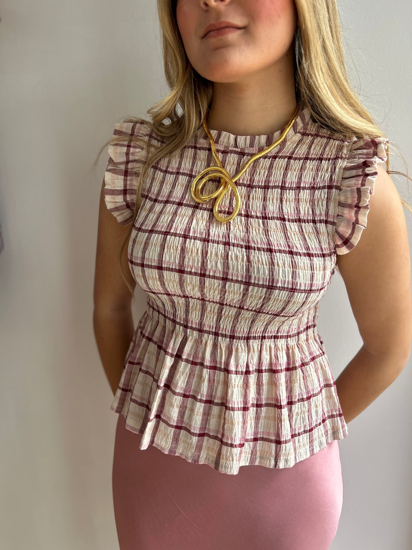 Blusa nido de abeja rosa