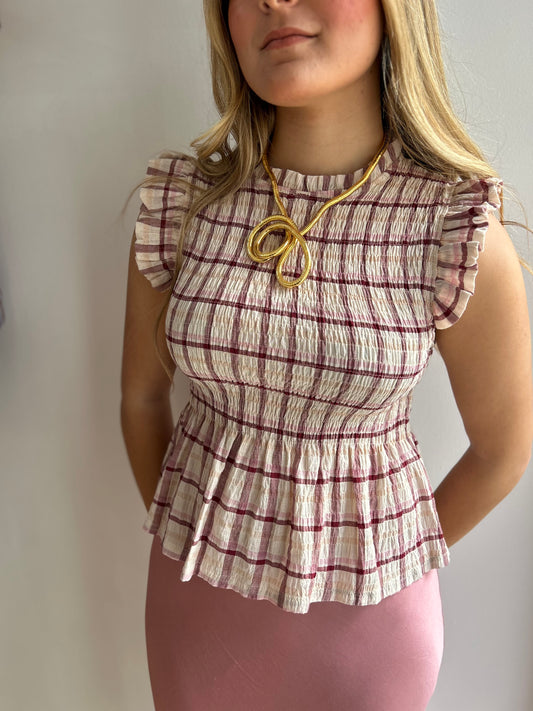 Blusa nido de abeja rosa