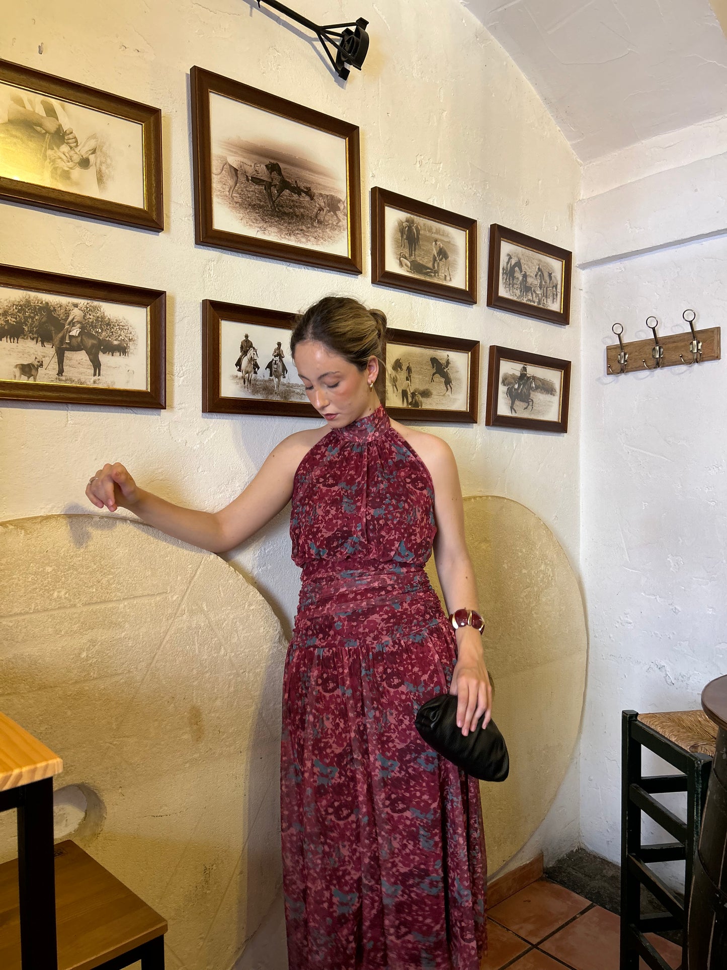 Vestido Sofía Burdeos y Azul