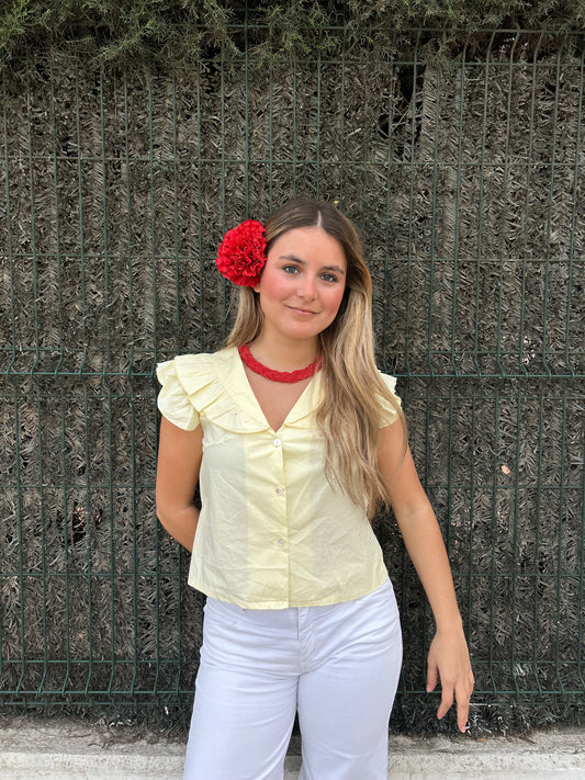 Blusa manga volante amarilla