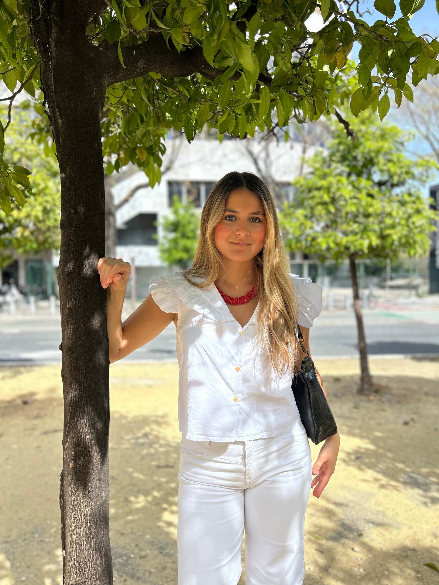 Blusa manga volante blanca