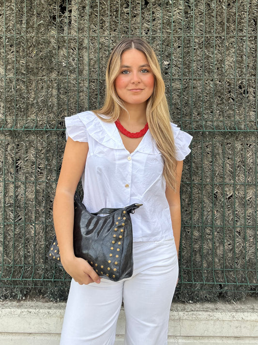 Blusa manga volante blanca