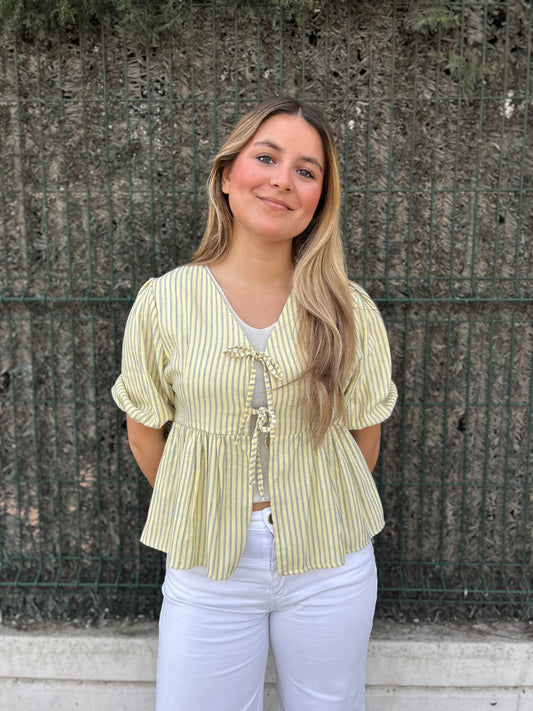 Blusa lazos amarilla