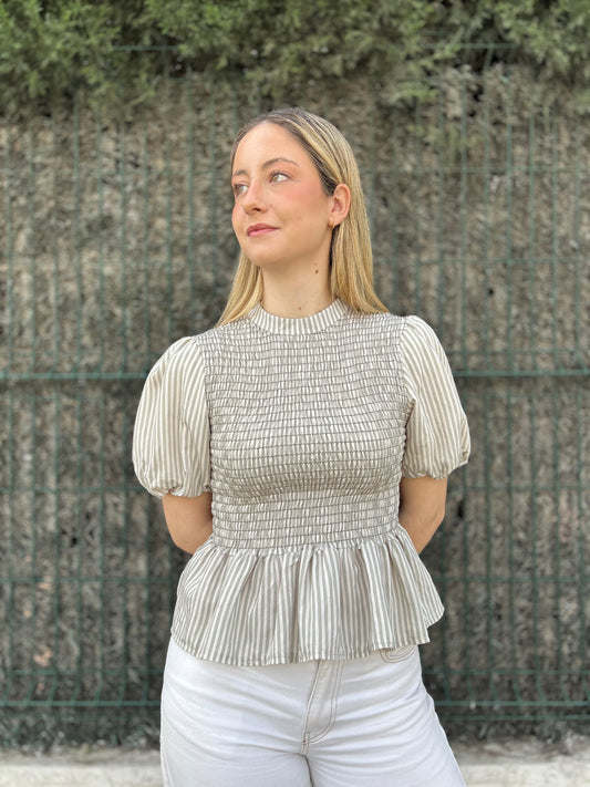 Blusa manga abullonada verde