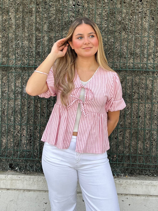 Blusa lazos rosa