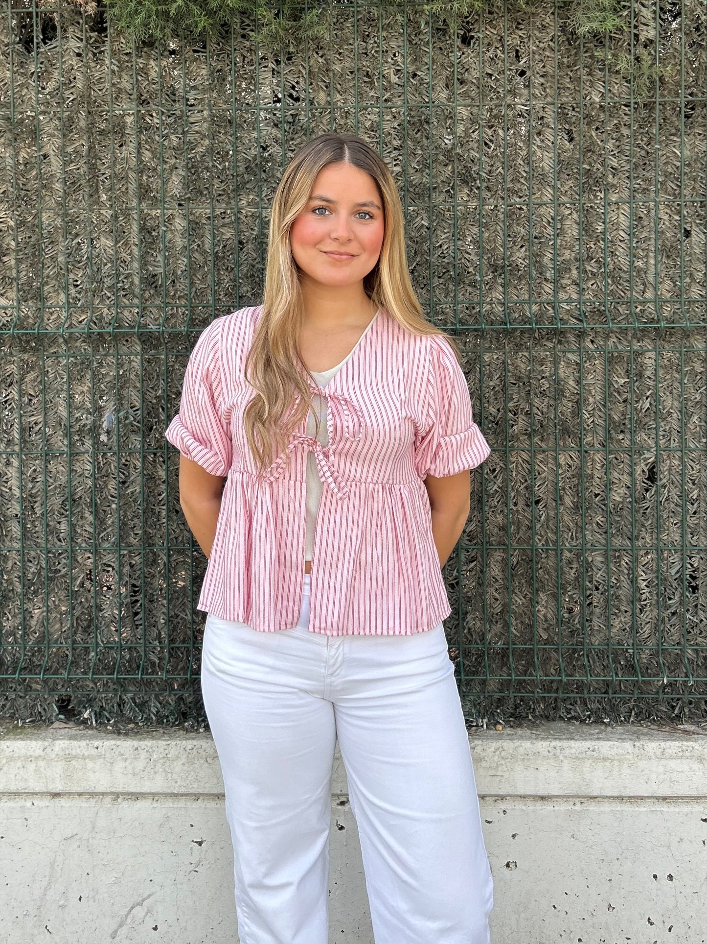 Blusa lazos rosa