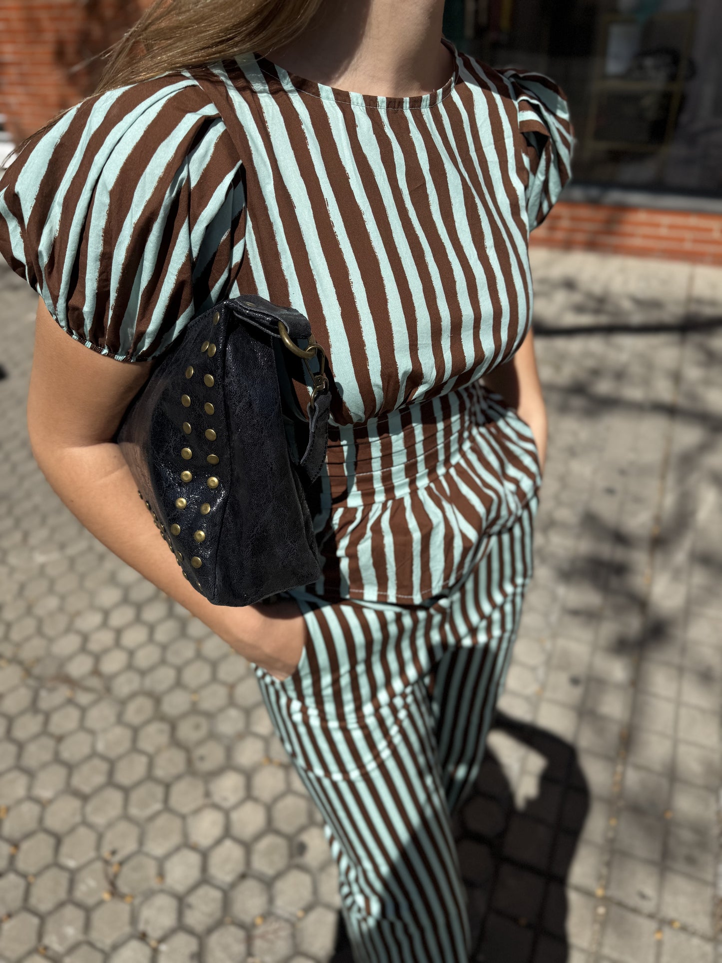 Blusa Turquesa y Marrón