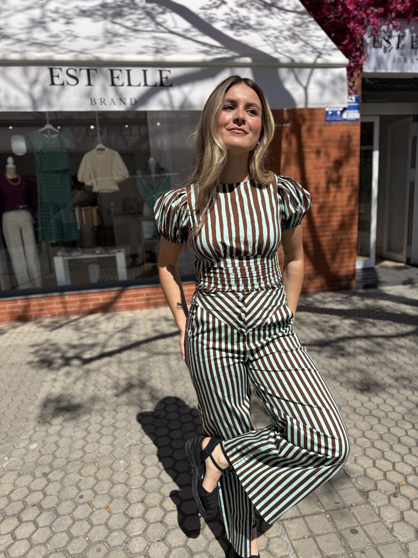 Pantalón Turquesa y Marrón