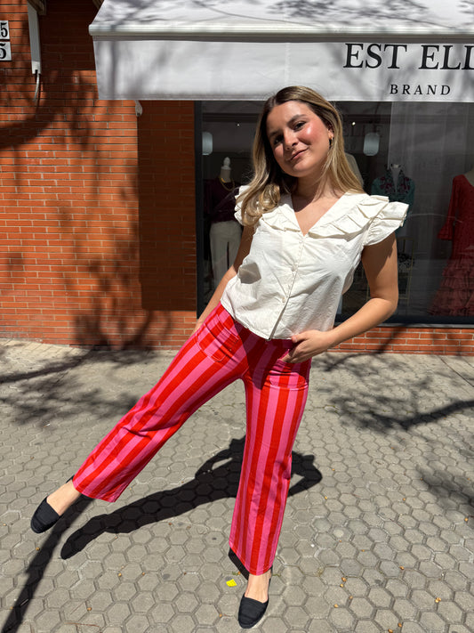 Pantalón Rayas Fucsia