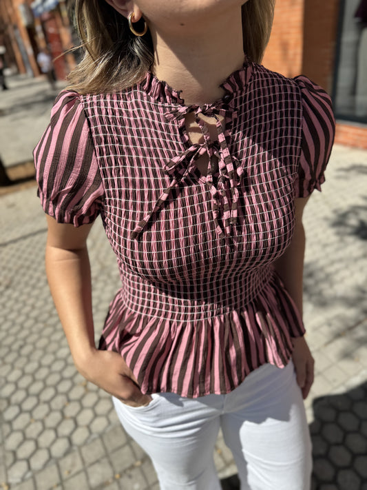 Blusa Rayas Rosa