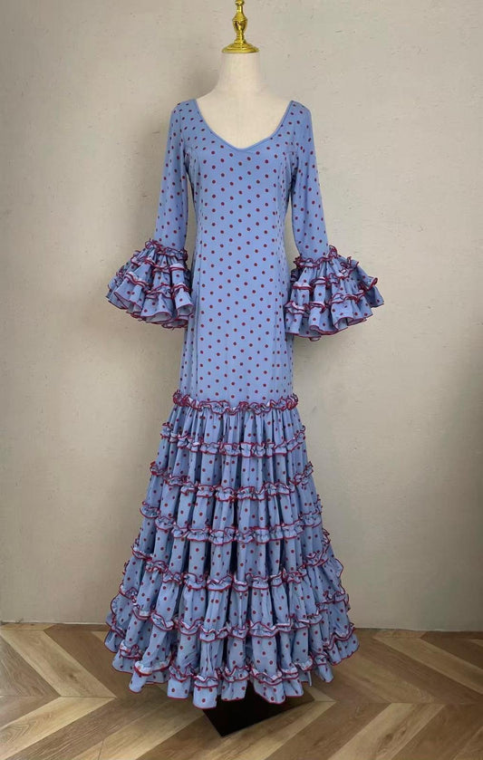 Traje Suárez azul lunares rojos