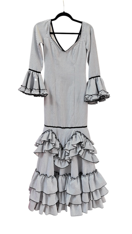 Traje Lucía blanco lunares negros