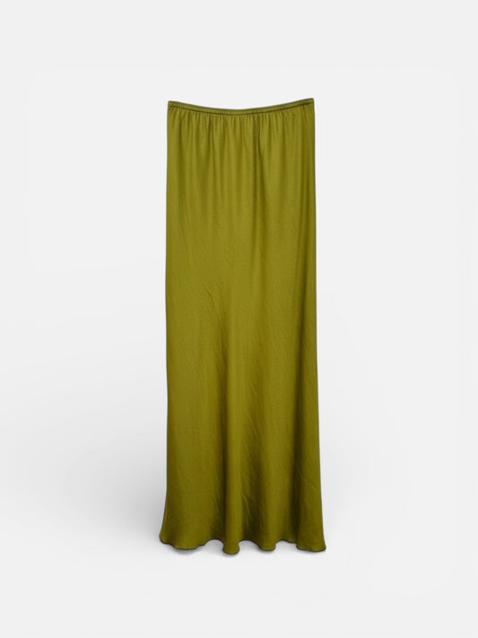 Falda satinada pistacho