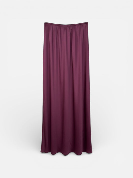 Falda satinada burdeos